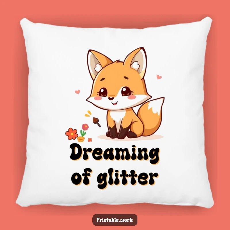 Comforting Funny Kawaii Fox Scrapbooking Pillow: Soft and Funny Gift for Cozy Crafters