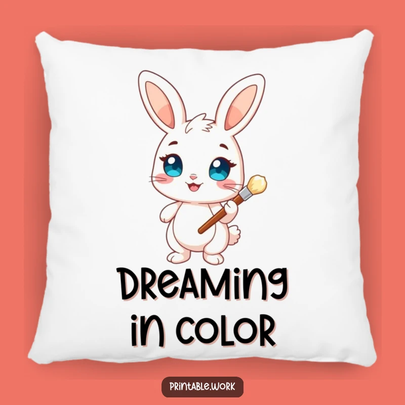 Cozy Bunny Artist Pillow - Funny Creative Accent Gift
