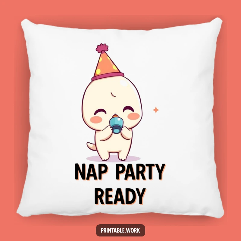 Cozy Funny Kawaii Party Character Pillow - Huggable Celebration!