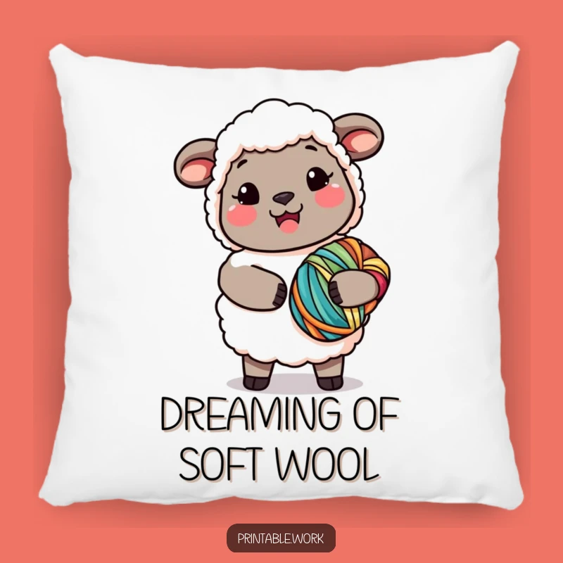 Cozy Funny Kawaii Sheep Yarn Pillow: Soft and Funny Gift for Crafting Comfort
