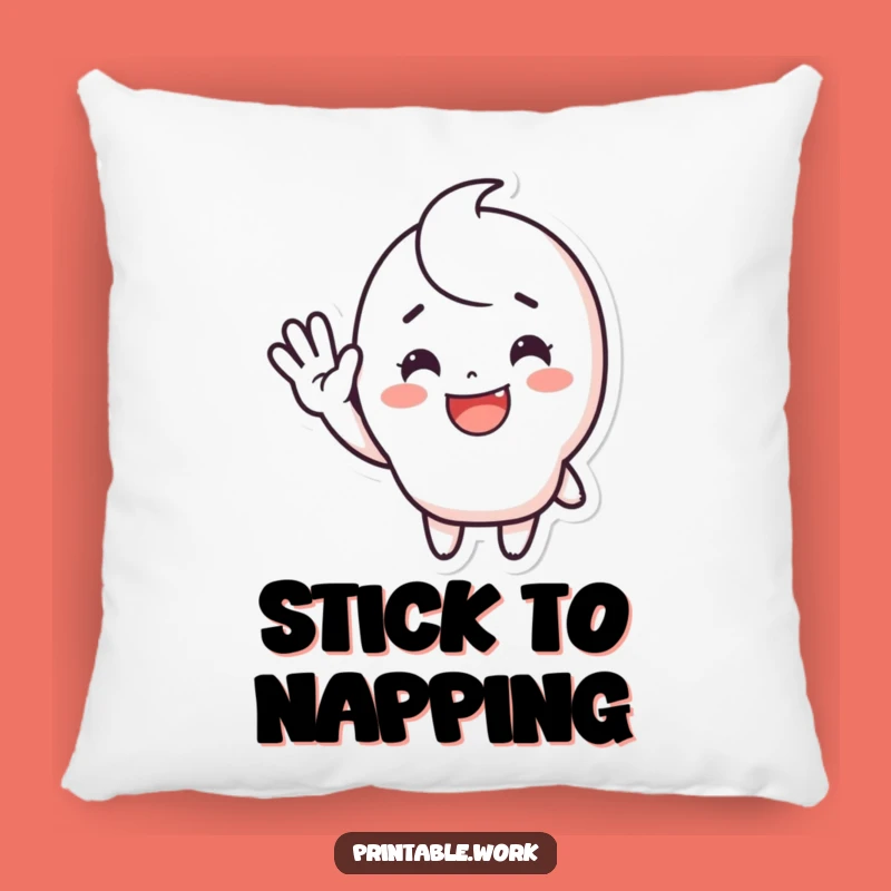 Cozy Funny Waving Sticker Pillow: Plush Happy Character Cushion, Great Funny Gift