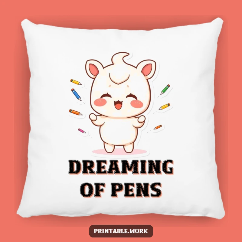 Funny Kawaii Pillow: Juggling Pens Comfort, Cozy Funny Gift!