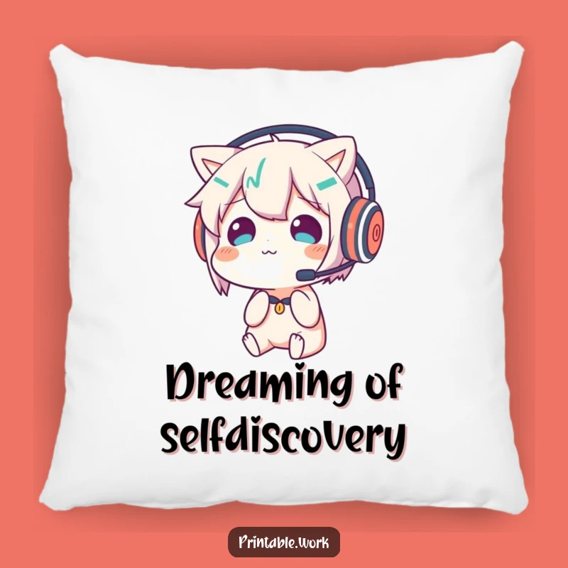 Funny Confused Headset Character Pillow - Cozy Up with Self-Doubt