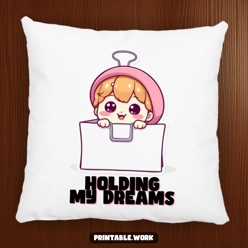 Funny pillow featuring a curious binder clip character peeking from paper, perfect for cozy office humor and a soft, funny gift.