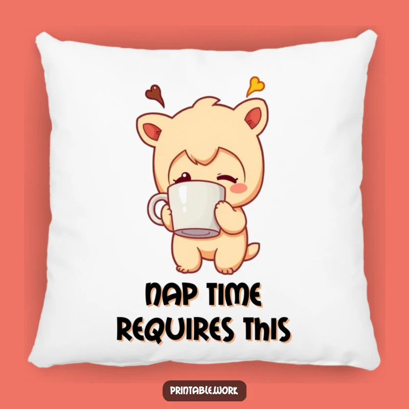 Funny Coffee Mug Head Character Pillow - Cozy Up with Hilarious Design
