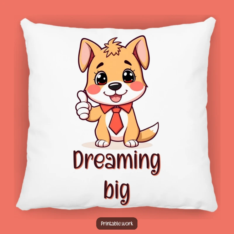 Funny Dog Tie Thumbs-Up Pillow - Cozy Comfort with Enthusiastic Humor, Perfect Funny Gift