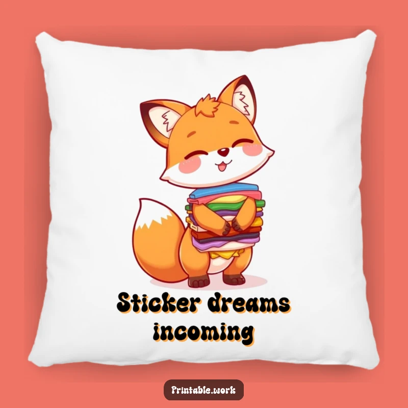 Funny Giggling Fox Sticker Pillow - Cuddle Up with Cute and Hilarious Art