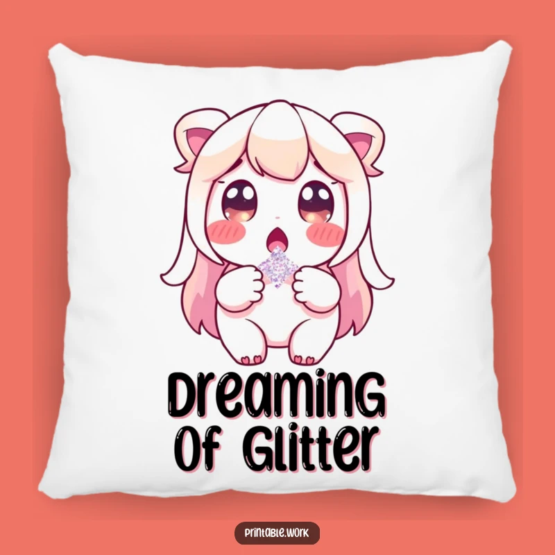 Funny Glitter Surprise Pillow - Cozy Surprised Character Comfort Gift