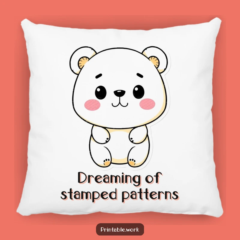 Funny Kawaii Bear Stamp Pillow: Cozy Comfort with Artistic Flair