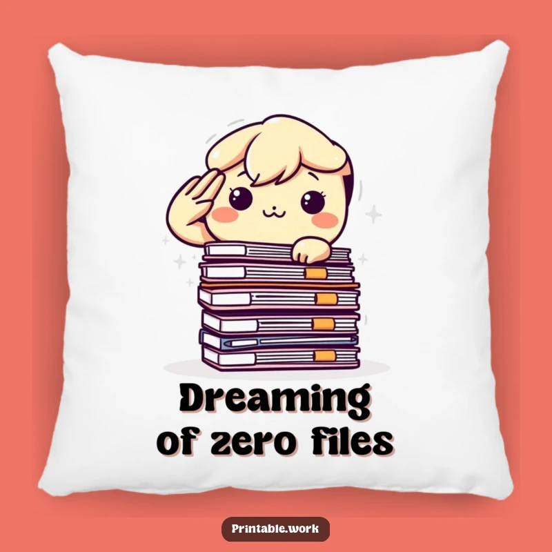 Funny Kawaii Desk Buddy Pillow: Determined Character Salutes Files, Comfy & Humorous Gift