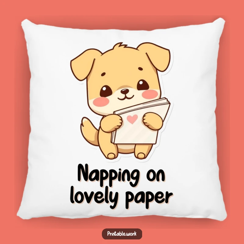 Funny Kawaii Dog Paper Lover Pillow: Cozy Comfort with a Cheerful Touch