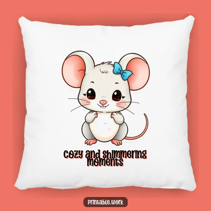 Funny Kawaii Mouse Glitter Pillow: Cozy Comfort with Meticulous Detail