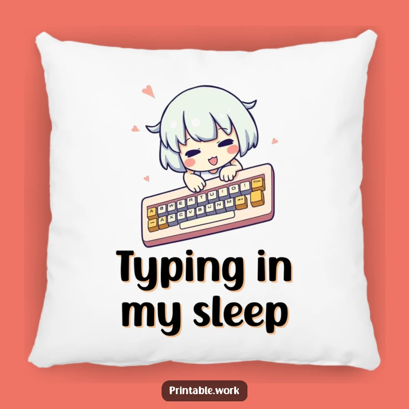 Funny Kawaii Typist Pillow: Cozy Comfort with Frantic Typing, Adorable Funny Gift