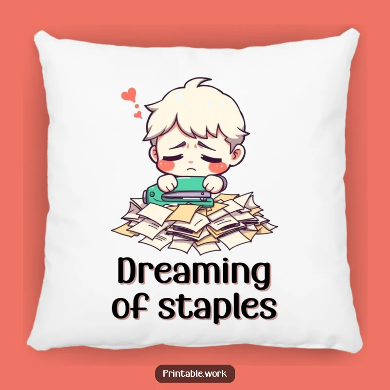Funny Office Pillow: Cozy Comfort with Stapling Woes, Adorable Funny Gift