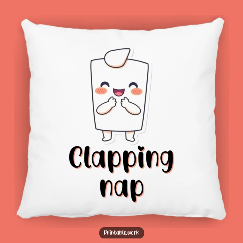 Funny Paper Pillow: Happy clapping character, a soft and humorous comfort for joy.