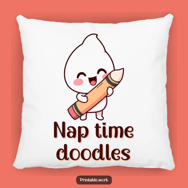 Comfy Funny Happy Kawaii Wiggly Line Crayon Pillow - Cozy Artistic Accent