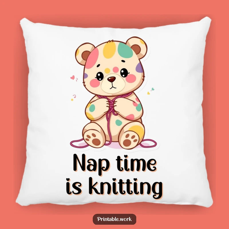 Funny Bear Knitting Pillow - Cozy Content Character's Soft Comfort Gift