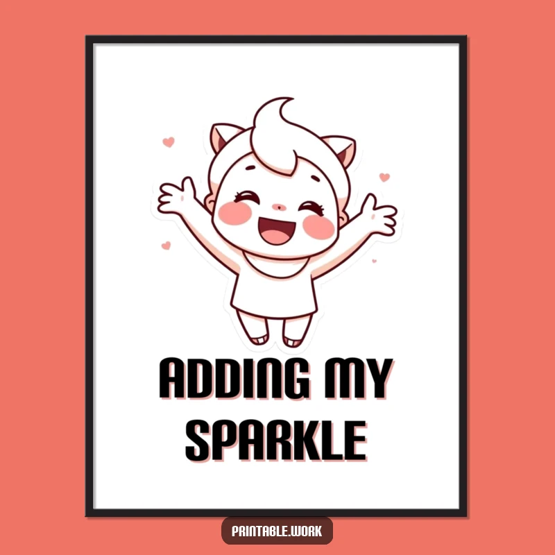 Funny Cute Decorator Character Digital Art Print: Happy Crafting Wall Art Funny Gift