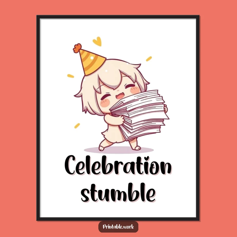 Funny Tripping Character Digital Art: Paper Chaos Download, Great Funny Gift!