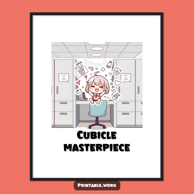 Funny Cubicle Decorator Digital Art Print - Vibrant Artwork for Your Space