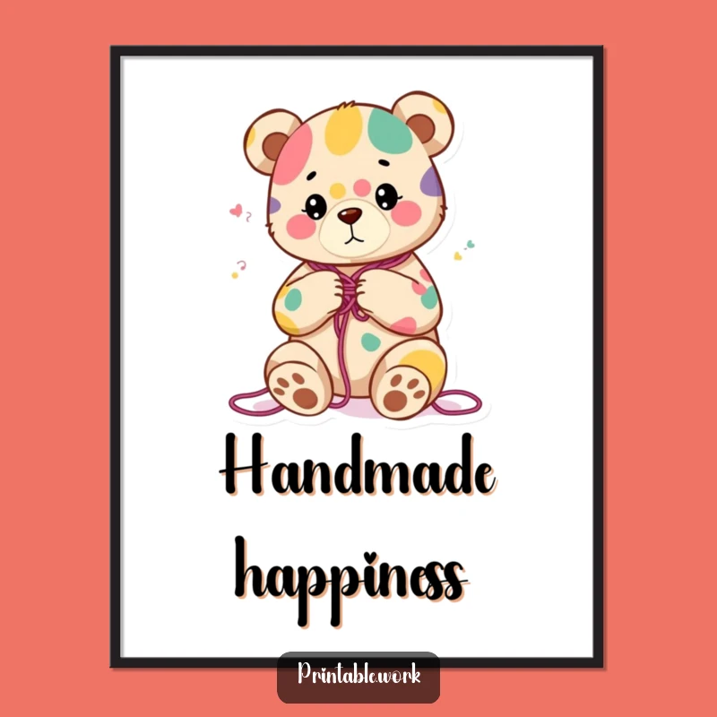 Funny Bear Knitting Digital Art - Content Character's Cozy Print Gift