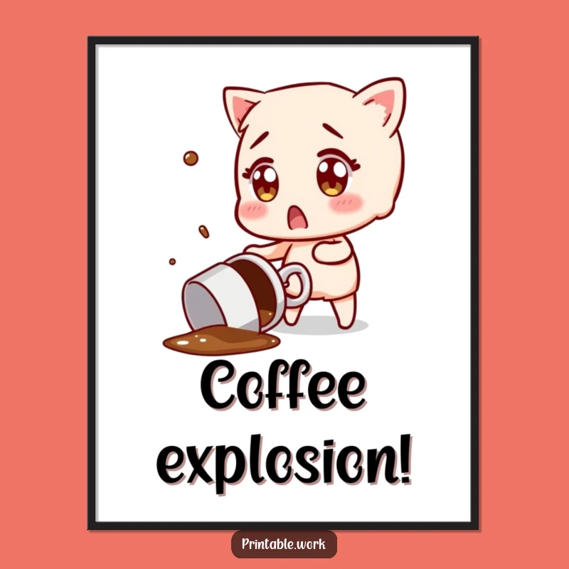 Funny Coffee Spill Surprise Digital Art: Instant Laughs for Your Walls