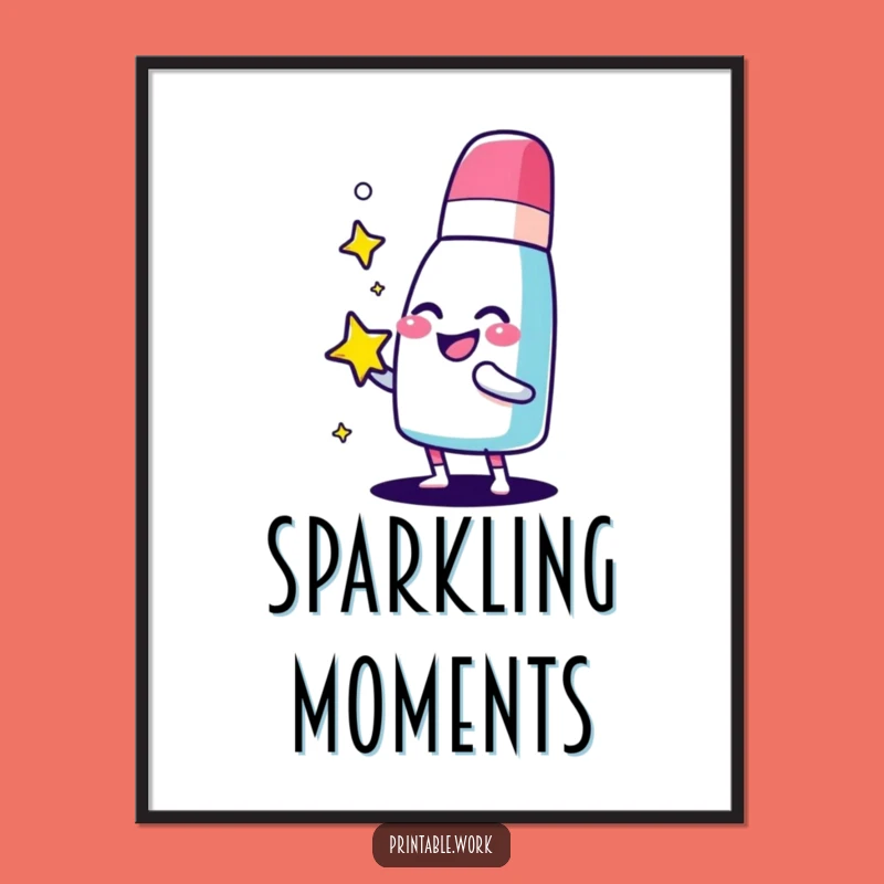 Funny Eraser Character Digital Art: Sparkling Star Creation, Instant Funny Gift