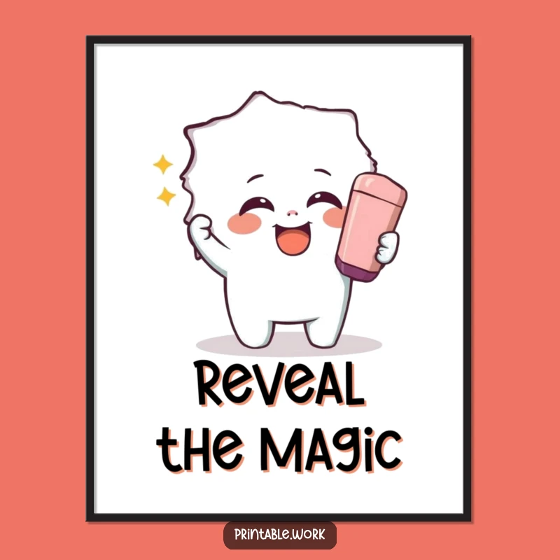 Funny Giggling Eraser Digital Art Print: Instant Playful Wall Decor