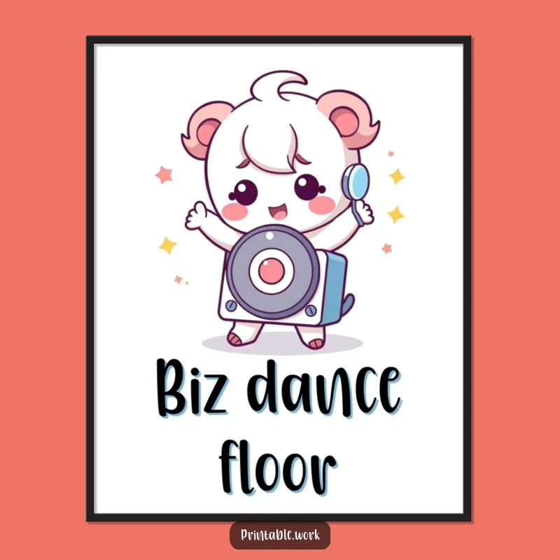 Funny Kawaii Rolodex Digital Art: Silly Dance Character for Cute Print