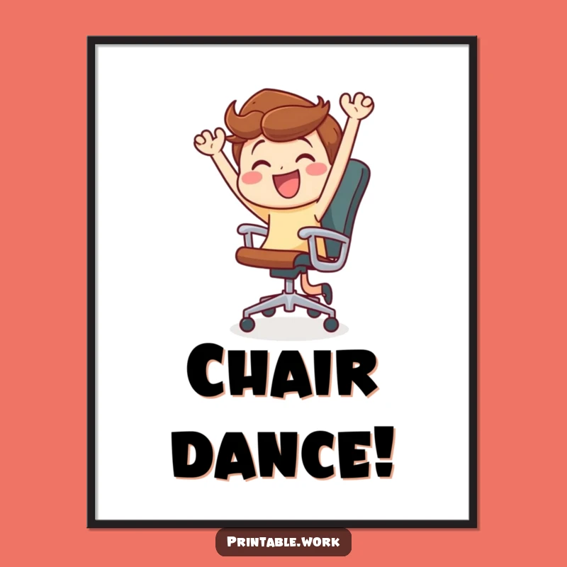 Funny Office Chair Dance Digital Art: Instant Joyful Decor for Your Walls