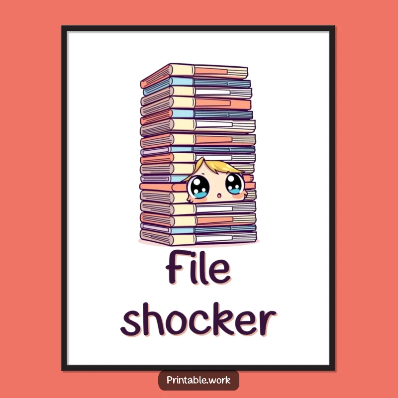 Funny Overwhelmed Digital Art: File Shock Scene, Instant Relatable Decor, Gift