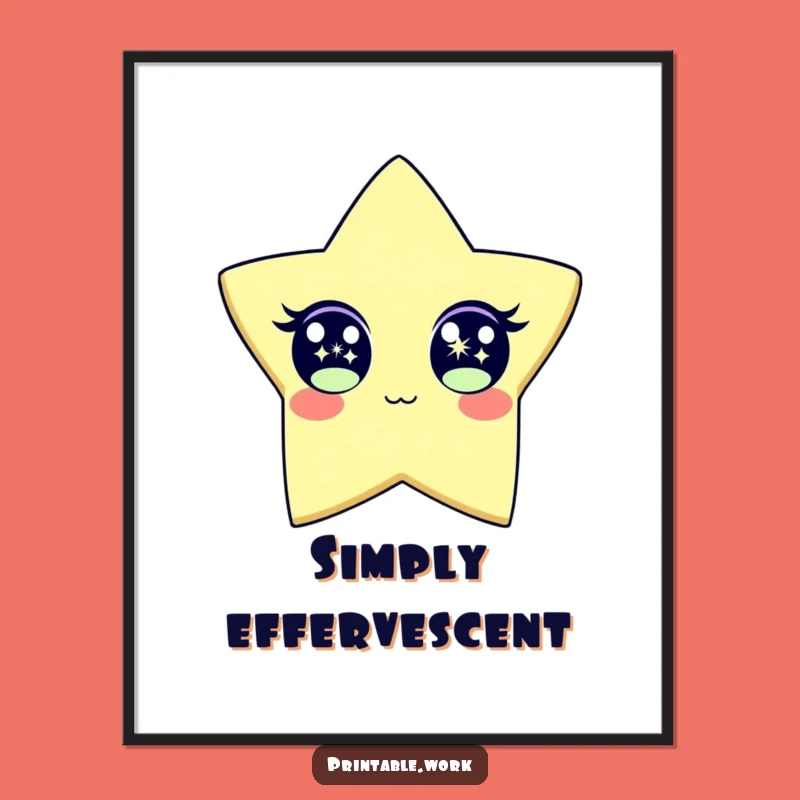 Funny Sparkle Star Digital Art Print: Brighten Your Home with this Hilarious Character Art