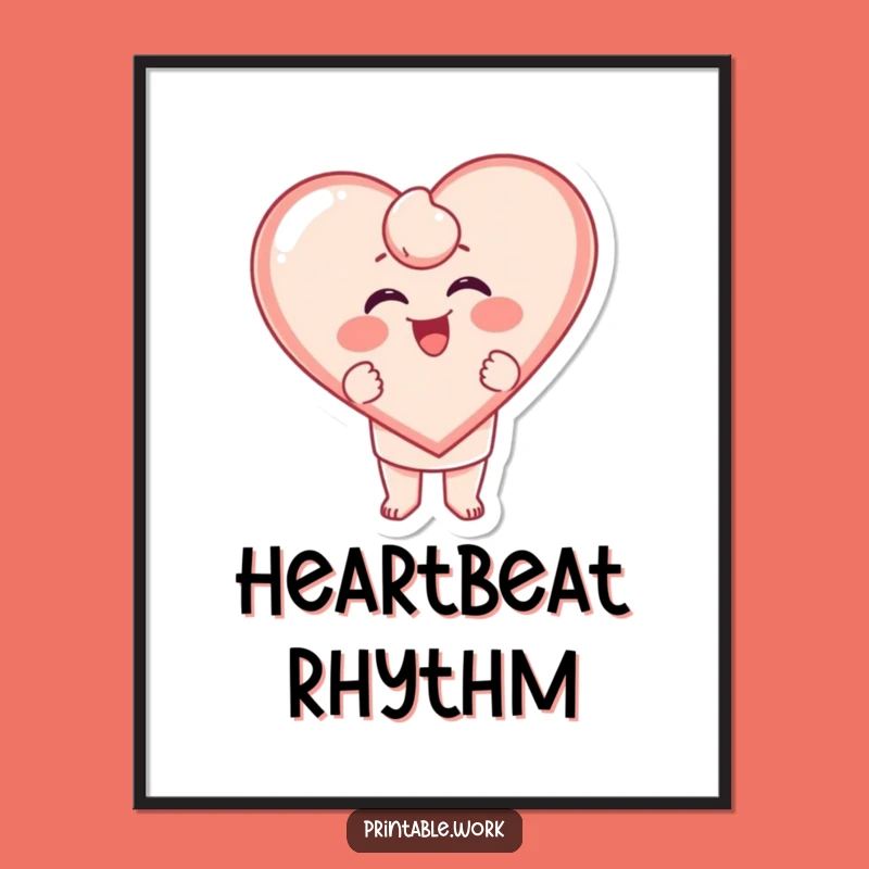 Funny Stamping Heart Art - Giggling Love Print - Instant Joy Gift