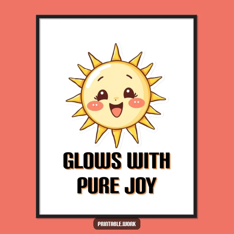 Funny Sun-Drawing Character Digital Art Print: Instant Radiant Wall Decor