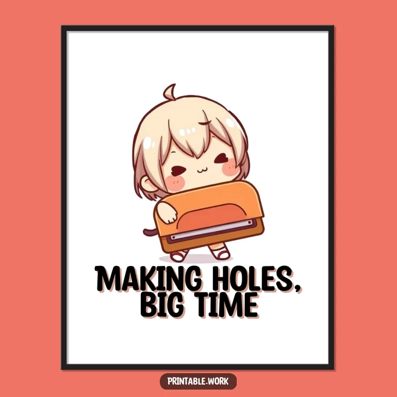 Funny Office Struggle Digital Art: Large Hole Punch Download, Perfect Humorous Wall Decor