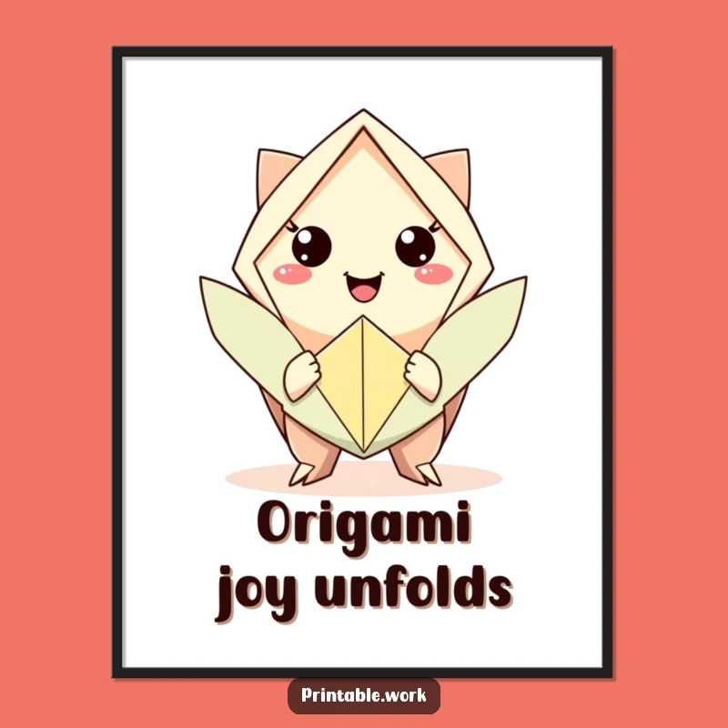 Funny Origami Smile Digital Art: Printable Elegance for Your Walls