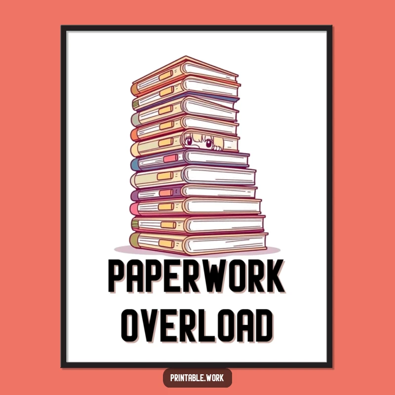 Funny Peeking Files Digital Art - Hilarious Office Wall Decor Print