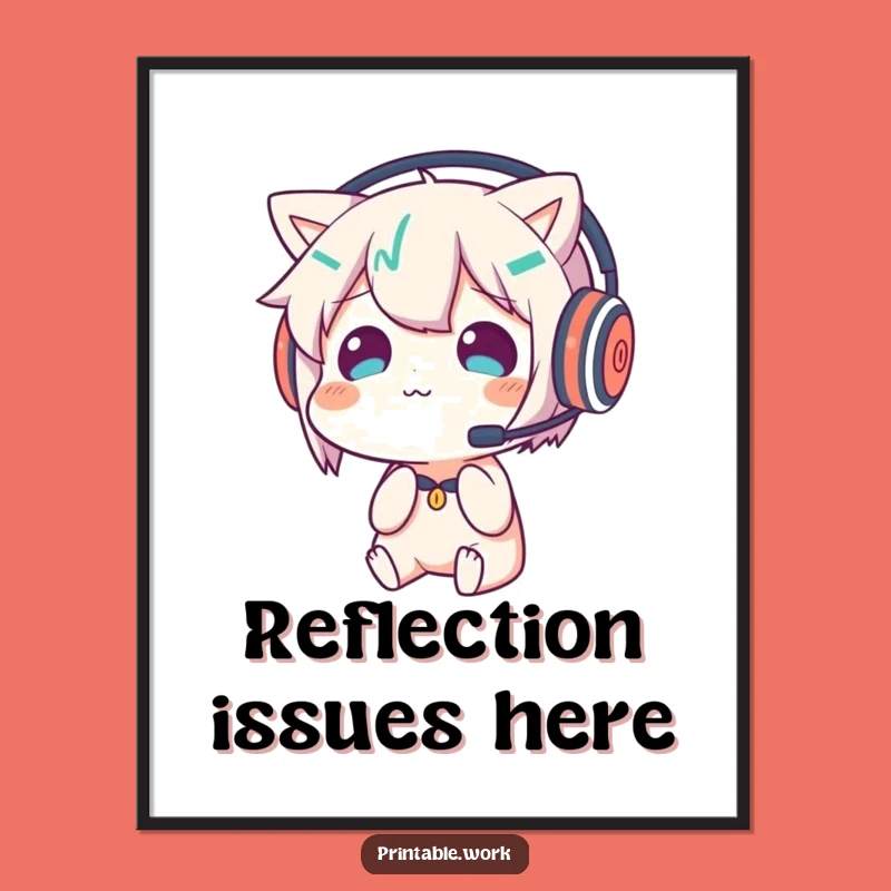 Funny Confused Headset Character Print - Instant Hilarious Wall Art