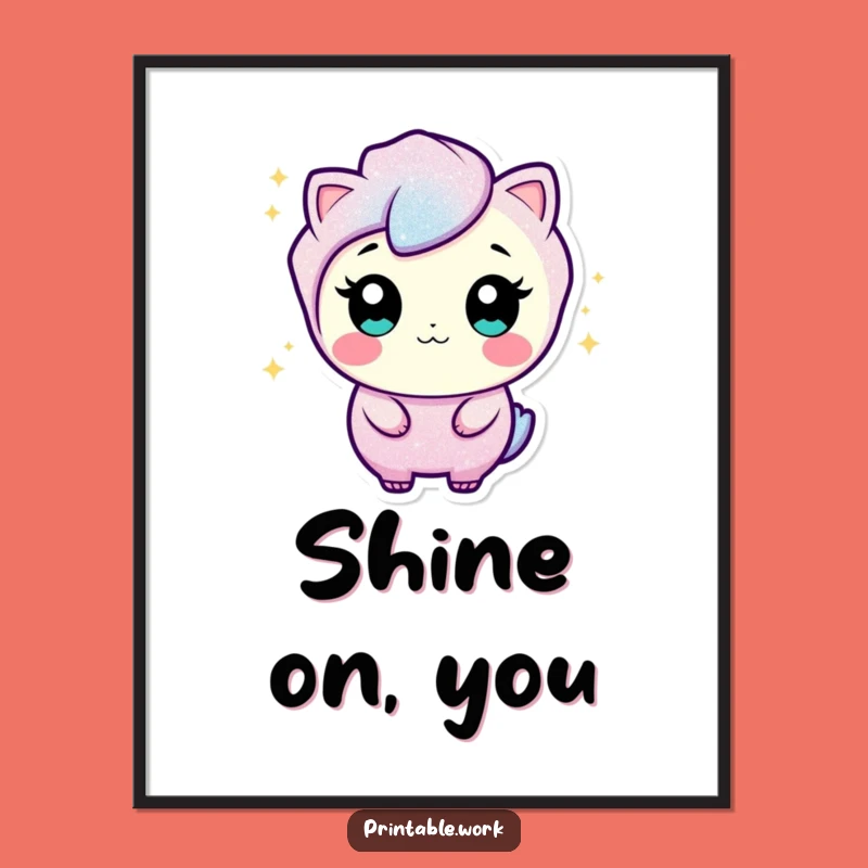 Funny Glitter Character Digital Art Print: Sparkle and Wiggle Your Walls to Life!