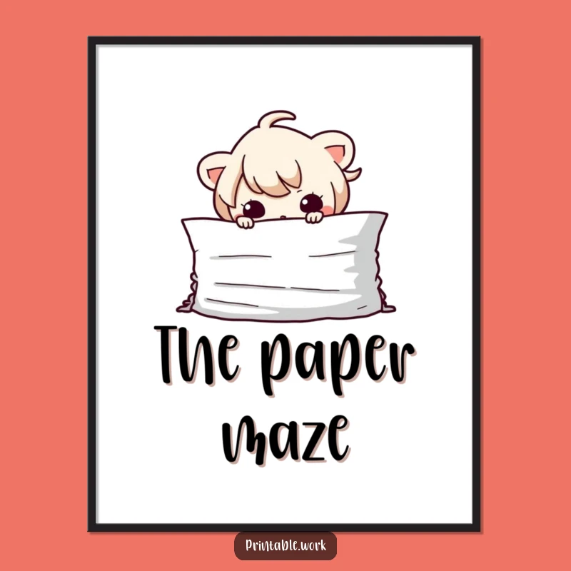 Funny Kawaii Paper Hider Digital Print - Instant Hidden Fun!