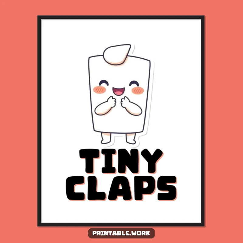Funny Paper Digital Art: Happy clapping character, hilarious print for cheerful decor.