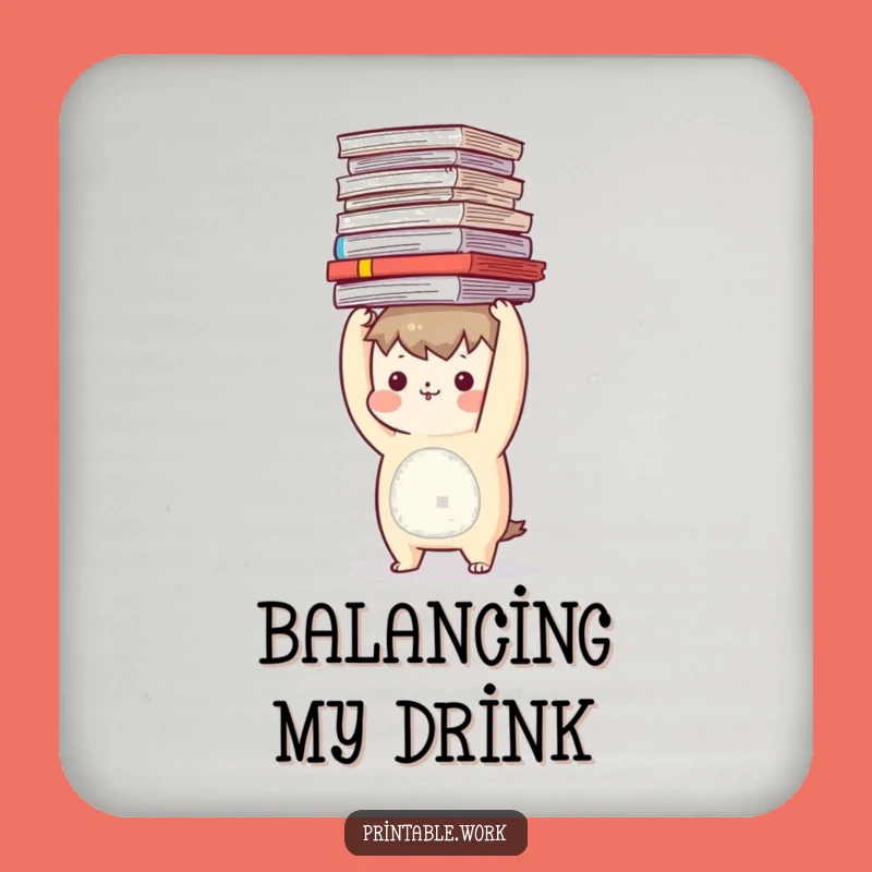 Funny Coaster Set: Hilarious Document Balancing Character for Table Protector Funny Gift
