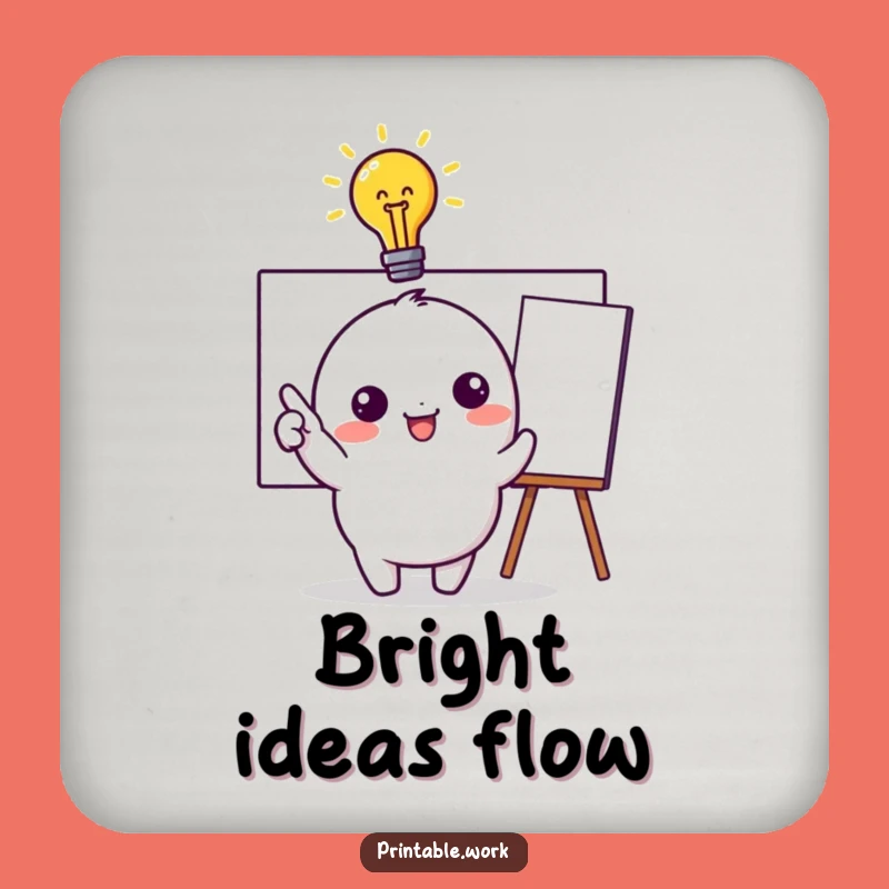 Funny Kawaii Idea Bulb Coaster - Creative Drink Holder Gift