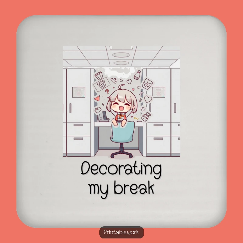 Funny Cubicle Decorator Drink Coaster - Protect Surfaces, Add Artistic Flair