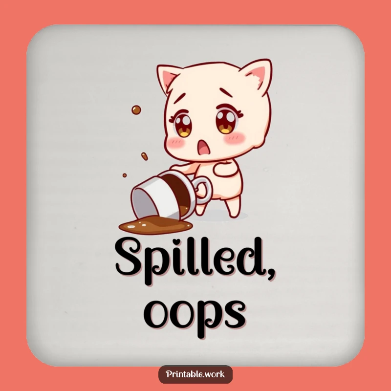 Funny Coffee Spill Surprise Coaster: Protect Your Table with a Laugh