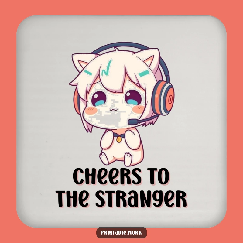 Funny Confused Headset Character Coaster - Protect Surfaces with Humor