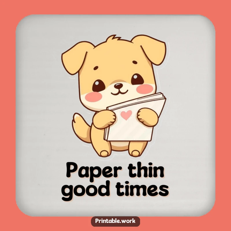 Funny Kawaii Dog Paper Stack Coaster: Sip and Smile with Cute Decor