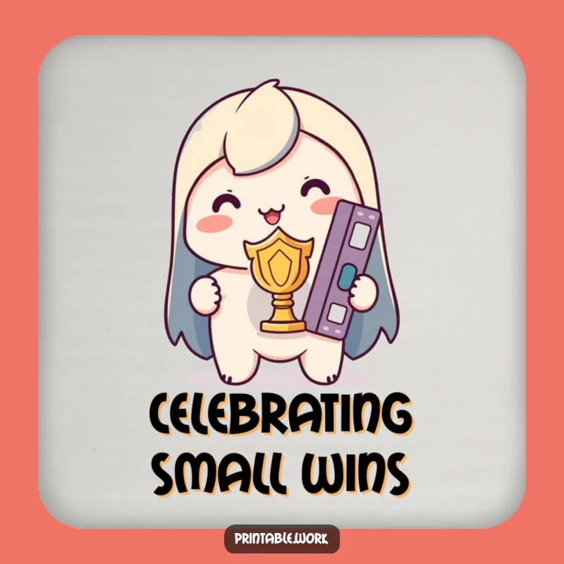 Funny Kawaii Organizer Coaster: Binder Trophy Holder, Protects Surfaces with Humor