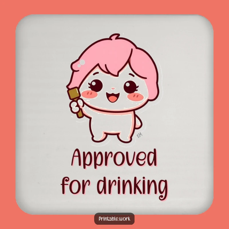 Funny Kawaii Stamper Coaster: Cheerful Character Icon Stamp Protector Funny Gift