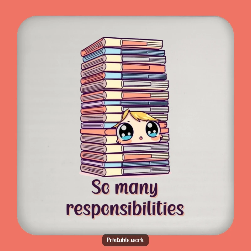 Funny Overwhelmed Coaster: Protect Surfaces with File Shock Art, Fun Gift